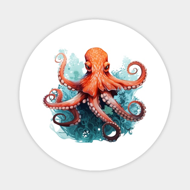 Orange Octopus Magnet by zooleisurelife